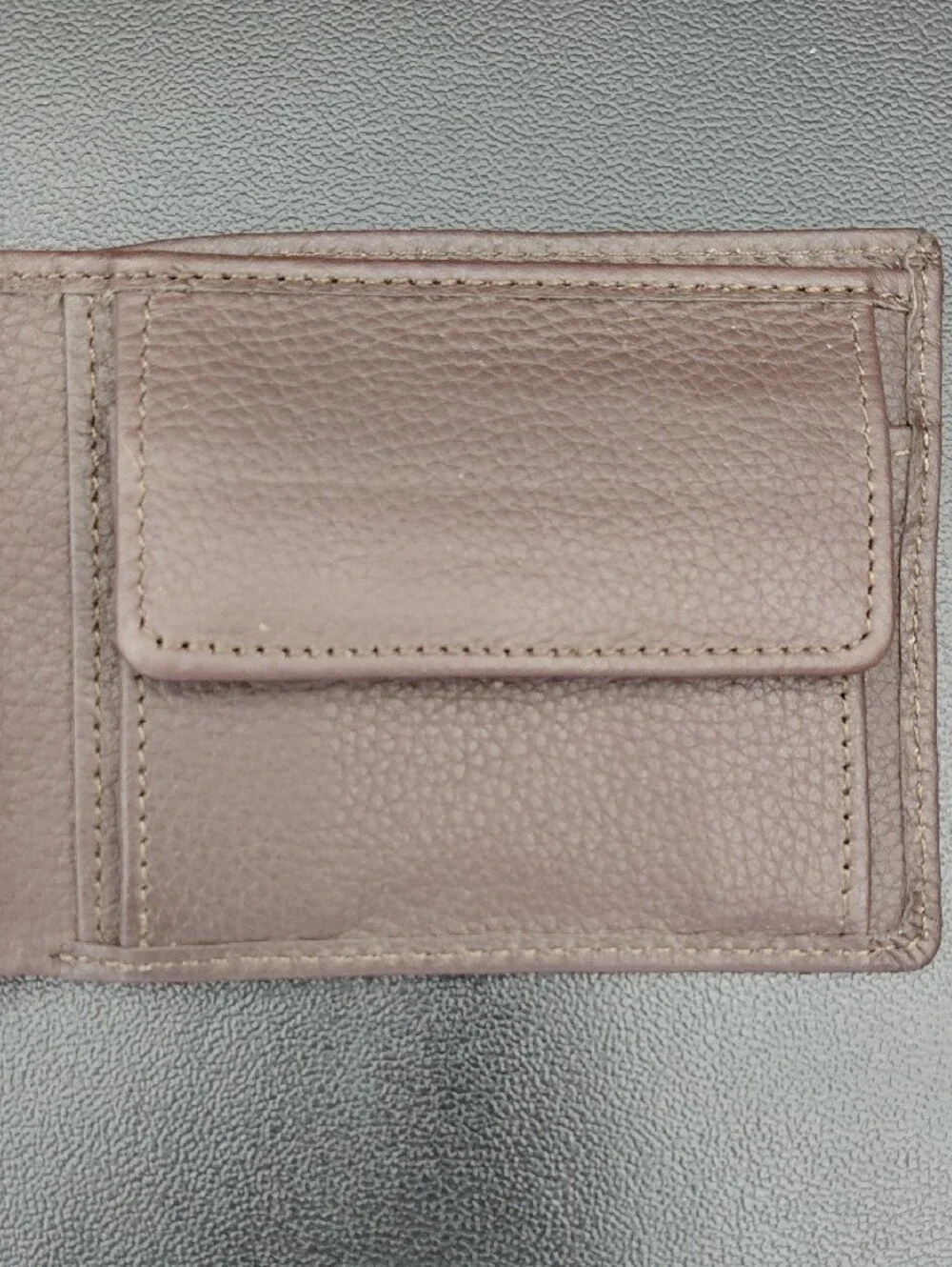 Classic Pebbled Leather Bi-Fold Wallet in Light Taupe